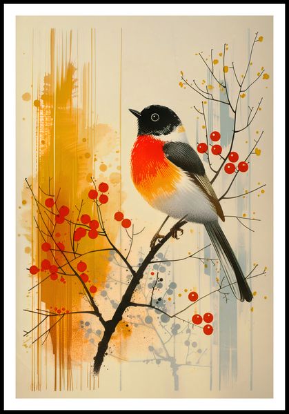 Plakat 68x101cm Jesienny Rudzik zdjęcie 3