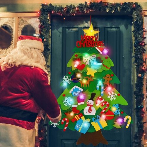 CHOINKA FILCOWA NA RZEPY Z OZDOBAMI DLA DZIECI ŚWIATEŁKA 50 LED NA ŚCIANĘ na Arena.pl