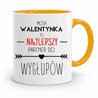 Kubek Żółty Na Walentynki Najlepszy Partner Z Nadrukiem Ze Zdjęciem