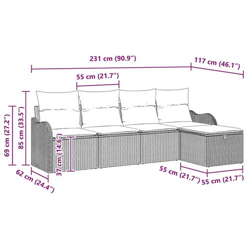 Zestaw Sof na Ogród 5 pcs beżowo-kremowy 231 x 117 x 85 cm na Arena.pl