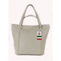 Duża włoska torba na ramię,podwójne uszy, worek Vera Pelle ,Beżowy WM555T KEMER