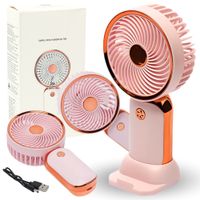 Mini wiatrak wentylator biurkowy przenośny akumulator usb różowy gold rose