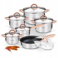 Zestaw garnków Konighoffer Faro COPPER stal nierdzewna 12 el.