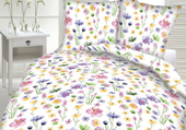 Pościel z kory 100% bawełna 160x200 wzór kwiaty na białym tle