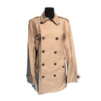 TRENCHCOAT Damski Płaszcz na Guziki z Paskiem Stylowy Beżowy L