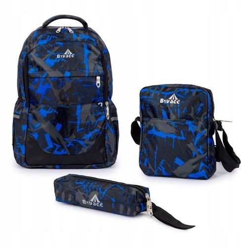 Bivacc Pojemny plecak szkolny młodzieżowy czarny zestaw 3 szt Bivacc na Arena.pl