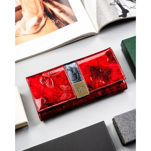 lakierowany portfel damski ze skóry naturalnej w czerwonym kolorze na Arena.pl