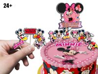 TOPPERY NA TORT (10szt) + duży TOPPER Najlepszego - MYSZKA MINNIE MINI