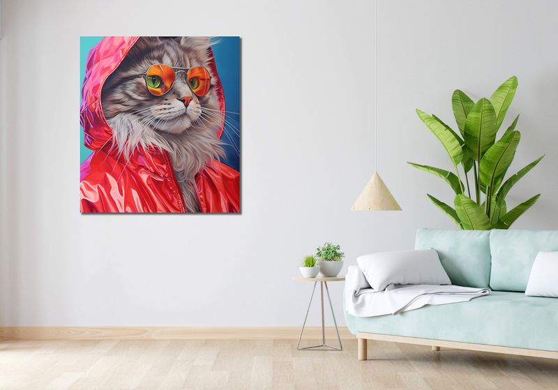 Obraz 90x100cm Kot w Stylu zdjęcie 2