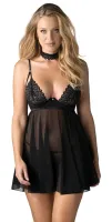 obsessive donarella babydoll xl/2xl z stringami i regulowanym chokerem