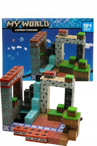 KLOCKI MAGNETYCZNE PIKSELE BLOCZKI SZEŚCIANY MOCNE 184 KLOCKI 2 FIGURKI na Arena.pl