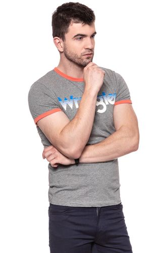 WRANGLER LOGO RINGER TEE GREY MARL W7B68FQVB S na Arena.pl