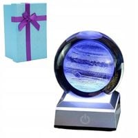 SZKLANA KULA LAMPKA NOCNA NA BIURKO LED DEKORACYJNA 3D PLANETA + PREZENT