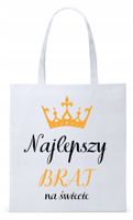 Dla Brata Na Prezent Torba Eco Biała Shopper Z Nadrukiem Ze Zdjęciem