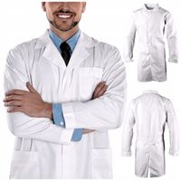 FARTUCH LABORATORYJNY MEDYCZNY męski BIAŁY kitel MOCNY zatrzaski napy BHP