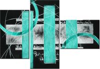 100CM 80 OBRAZ 3 ELEM TURKUSOWA ABSTRAKCJA ŚCIENNY