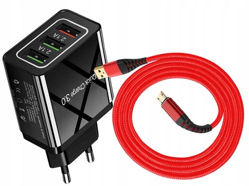 ŁADOWARKA SIECIOWA QC 3.0 + KABEL MICRO USB 3M na Arena.pl
