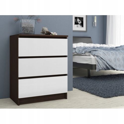 KOMODA K60 3 SZUFLADY WENGE / BIAŁA na Arena.pl