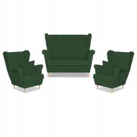 Zestaw uszak Rene Estella sofa fotele Family Meble zielony sztruks