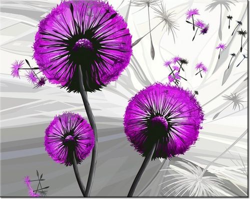 40CM 50CM OBRAZEK ŚCIENNY DMUCHAWCE FIOLECIE DRUK PŁÓTNO OBRAZ na Arena.pl