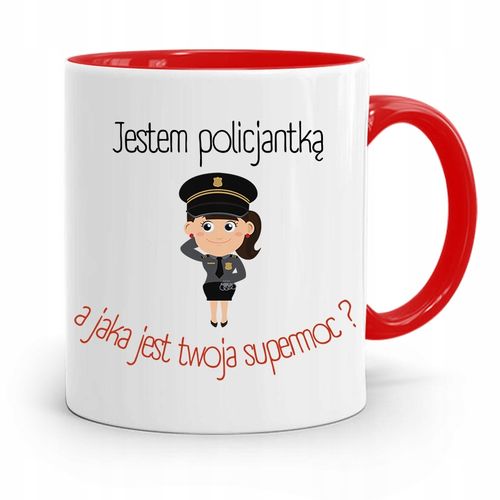 Kubek Czerwony Dla Policjanta Policjantki Supermoc Z Nadrukiem Ze Zdjęciem na Arena.pl