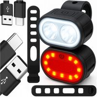 LAMPKA ROWEROWA PRZEDNIA I TYLNA LED MOCNA AKUMULATOROWA DO ROWERU ZESTAW