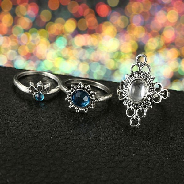 Srebrny ZESTAW PIERŚCIONKÓW RETRO PUNK BOHO 72 zdjęcie 9