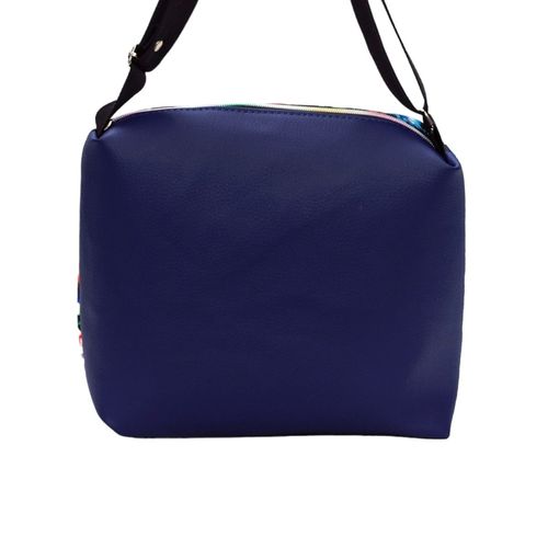 Torebka Na Ramię z Motywem Ludowych Kwiatów i Granatową Ekoskórą – Handmade na Arena.pl