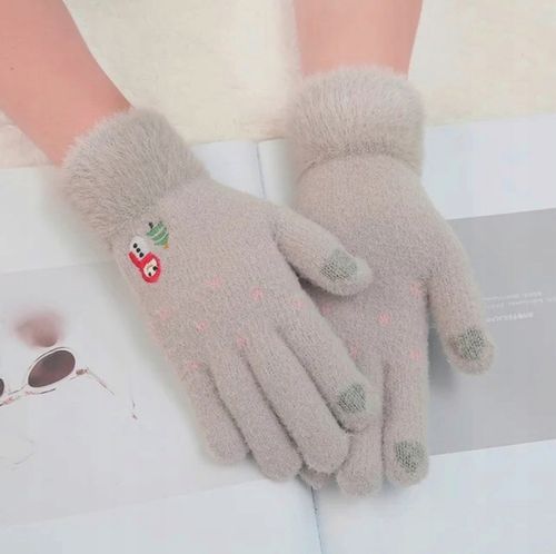 Ciepłe Dotykowe Rękawiczki Damskie Haftowane na Arena.pl