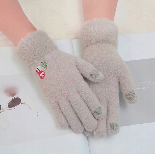 Ciepłe Dotykowe Rękawiczki Damskie Haftowane zdjęcie 12