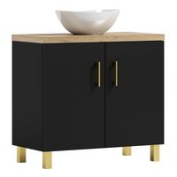 Szafka łazienkowa ROCO 50 czarny/dąb craft złoty z umywalką Eliza B (W7)