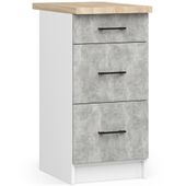 Szafka kuchenna stojąca Oliwia 40 cm 3 szuflady - biała beton