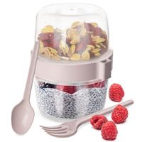 Pojemnik Lunchbox Pudełko na Jogurt Musli Owoce Sałatkę + Sztućce 370 ml