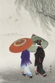 Plakat 20x30cm Two Women in The Rain, Koson Japoński Vintage do Salonu