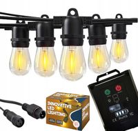 Girlanda Solarna Ogrodowa Świetlna 5M 10 LED E27 Panel Solarny USB C