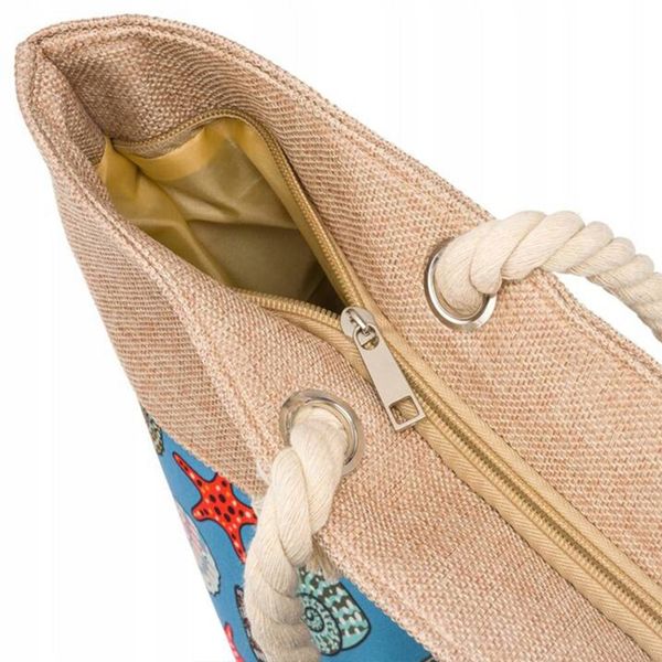 Torba Plażowa Duża Zapinana Na Zamek Torebka Shopper z Podszewką Piknik XXL zdjęcie 5