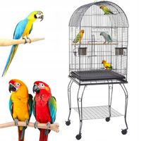 KLATKA WOLIERA DUŻA NA KÓŁKACH PAPUG KANARKÓW PTAKÓW EGZOTYCZNYCH CZARNA