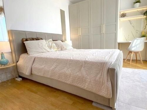 Łóżko 160x200 2 Zagłowia Panele Fancy Sypialnia_pl + POJEMNIK + STELAŻ na Arena.pl