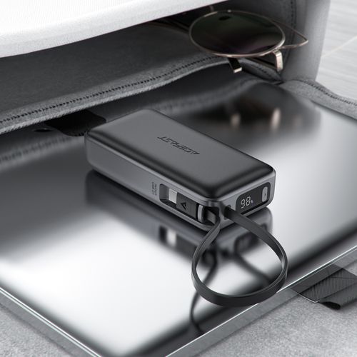 Powerbank 10000mAh PD30W z wbudowanym kablem USB-C - czarny na Arena.pl