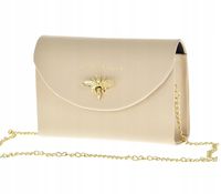 Laura Biaggi - torebka wizytowa na łańcuszku pszczoła beżowy mat P237