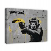 OBRAZ BANKSY MAŁPA STREET ART GRAFFITI NOWOCZESNY NA PŁÓTNIE ŚCIANĘ 120x80