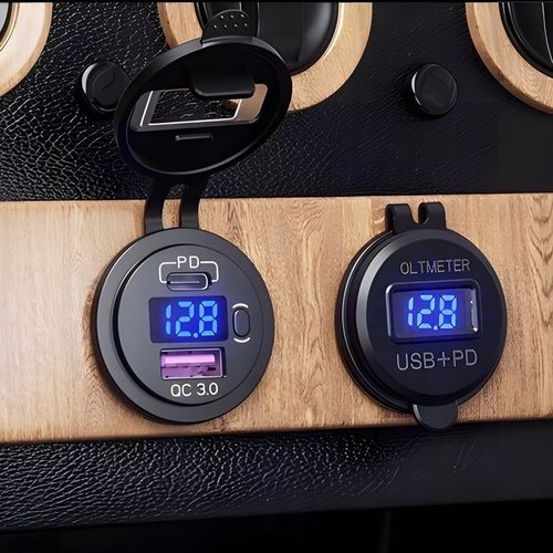 Gniazdo Zapalniczki 12V/24V Woltomierz Samochodowy PANEL Auto USB-C 22,5W na Arena.pl