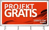 BANER REKLAMOWY oczkowany DRUK 150x75 DOWOLNA GRAFIKA TEKST projekt w cenie
