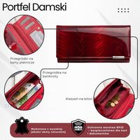 skórzany czerwony lakierowany portfel damski sp-16-rd