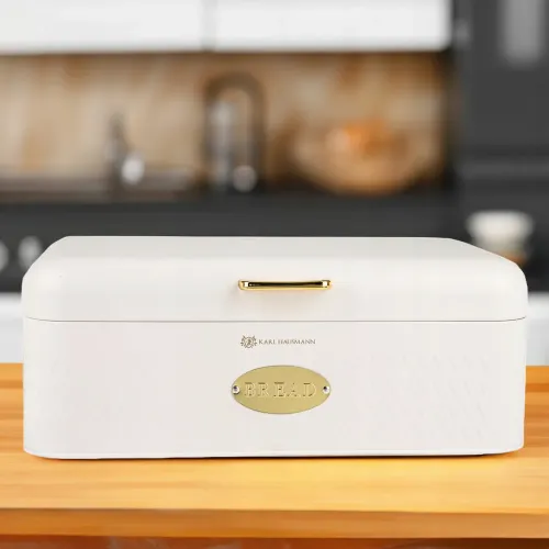 CHLEBAK BIAŁY POJEMNIK NA PIECZYWO BUŁKI CHLEB METALOWY ZAMYKANA POKRYWA na Arena.pl