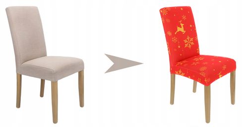 Pokrowiec Na Krzesło Czerwony Świąteczne Wzory Elastyczny na Arena.pl