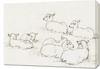 Obraz 70x50cm Sześć Owiec, Jean Bernard Vintage do Salonu