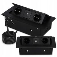 Gniazdo Nablatowe Chowane w Blat Kuchenny Potrójne Wpuszczane 2X 230V