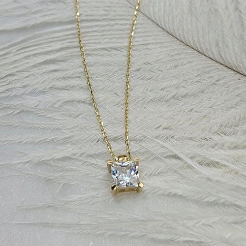 Złoty łańcuszek z pojedynczą białą cyrkonią - pr. 585 na Arena.pl