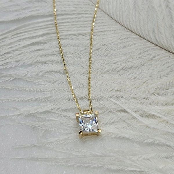 Złoty łańcuszek z pojedynczą białą cyrkonią - pr. 585 zdjęcie 11